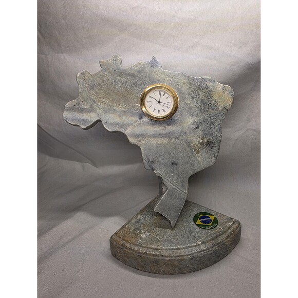 Rare Collectible Vintage Antique Quartz Stone Brazil Clock Home Decor Unique - Picture 1 of 7